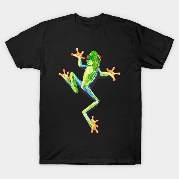 Leaping green tree frog T-Shirt by JBLAIS DESIGN 